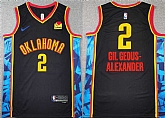Men's Oklahoma City Thunder #2 Shai Gilgeous-Alexander Black 2024-25 City Edition Stitched Basketball Jersey,baseball caps,new era cap wholesale,wholesale hats